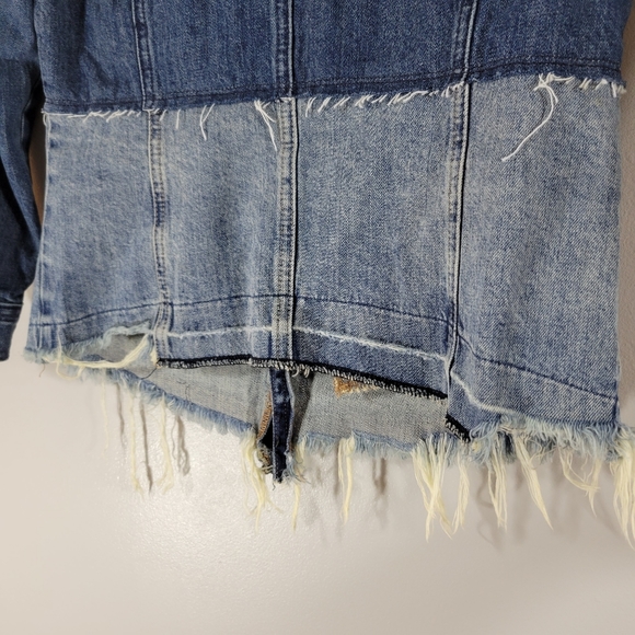 LUCKY BRAND x REMADE Waisted Trucker deconstructed distressed denim jacket - Picture 11 of 13
